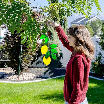 Lemon Leaf Suncatchers - Real Stained Glass Window Hangers - Sun Catchers - Indoor Window Gifts for Plant Lovers