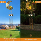 Cat Moon-Wind Chime, Cat Lover Gift Solar-Lantern Windchime, Wind Chimes Outdoor, Garden-Gifts, Garden Moon Decor, SolarWind Chimes, Solar-Light, Patio Hanging Light, Gifts for Mom, Grandma,Sister