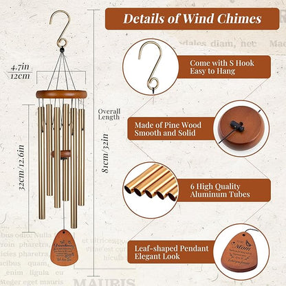 Grandma Gifts for Christmas，Nana 32" Wind Chimes for Grandma Birthday Gift, Bereavement Gifts, Windchimes in Memory of Nana