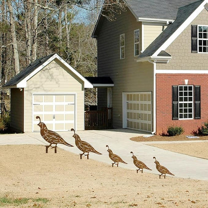 5PCS Rusty Quail Family Decorative Garden Stakes, Metal Birds Yard Decor, Bird Lover Gifts for Women Mom Grandma Wife, Metal Birds Statues Garden Sculptures and Yard Art, Patio, Lawn Ornaments