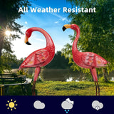 Metal Flamingo Garden Statue, 40" Tall Outdoor Decor Flamingos Yard Art Sculptures and Statues Reinforced Foot, Weatherproof Flamingo Ornaments for Lawn Pool Backyard Decor, Set of 2