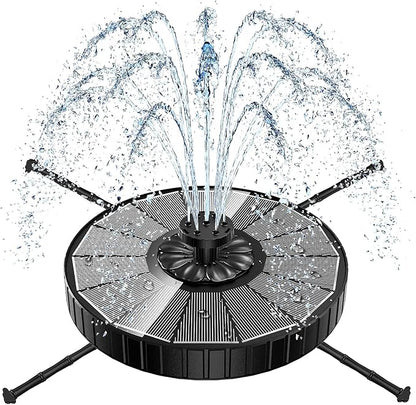 Solar Fountain, 3-Level Adjustable Water Height, 3.5W Glass Powerful Outdoor Fountain Pump with Rotating Rods & 7 Nozzles for Bird Bath, Garden, Pond, Patio, Flower Pot (2026 Model, Black)