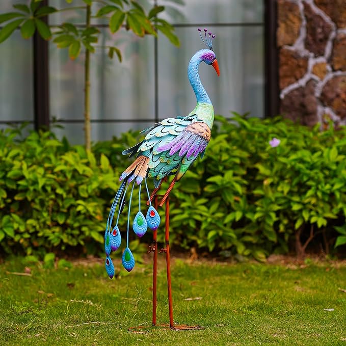 Goodeco 33.5 Inch Metal Peacock Garden Decor - Stunning Decorations for Home Yard Art, Ideal Peacock Gifts for Women & Ornamental Delight