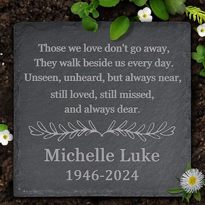 Memorial Garden Stone, Memorial Stone, Personalized Memorial Gifts, Sympathy Gifts for Loss of Loved One, Bereavement Gifts for Loss of Father Mother - Those We Love Don't Go Away - Square