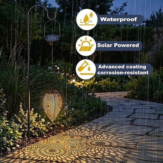 Hanging Solar Lights Outdoor Waterproof with Shepherd Hook Garden Decor Chandelier Birthday Gifts for Women Mom Family Hanging Solar Lanterns for Yard Patio Pathway Holiday Gift Ideas