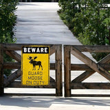 snowsun Beware Guard Moose on Duty Funny Metal Signs Vintage Tin Sign for Home Yard Farm Street Fence Wall Decoration 8×12 Inches