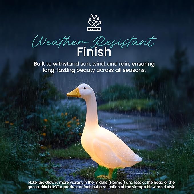 Union Products Light Up Wild Goose Lawn and Garden Statue, 23 Inch Tall, White - Illuminated Animal Outdoor Art for Yard, Patio, or Porch Decor, Seasonal Outfit Compatible