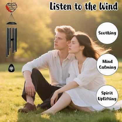 BUoonyer Memorial Sympathy Wind Chimes - Memorial Gifts for Loss of Loved One Mom Grandma, Rose Remembrance Sympathy Commemorative Bereavement Windchimes for Mother Sister Women Outdoor Outside Decor