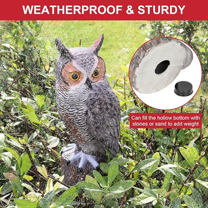 Plastic Owl Scarecrow Garden Owl Sculpture for Outdoor Yard, Fake Owl for Bird Control Garden Tree Decoration, 2-Pack