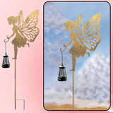 Solar Fairy Garden Decor, Metal Running Fairy Statues Stakes, Outdoor Waterproof Garden Ornament for Patio, Lawn, Yard, Housewarming Gift for Gardening Mom Grandma