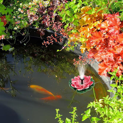LIOOBO Solar Floating Fountain Lotus-Style Pond Fountain Outdoor Garden Water Feature Solar-Powered Floating Decor for Pool and Pond