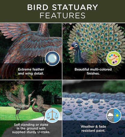 Regal Art & Gift Hummingbird Bouncie Set of 2 - Hand-Painted Metal Spring Garden Decor, Weather-Resistant Outdoor Yard Art, Bird Sculpture for Lawn & Patio - Coronet & Ruby