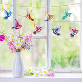 2D Bird Acrylic Hanging Ornament - 8Pcs Flying Birds Christmas Tree Ornaments, Xmas Tree Ceiling Pendants with Lanyard Rearview Mirror Window Charms Gift for Men Women (Hummingbird 1)