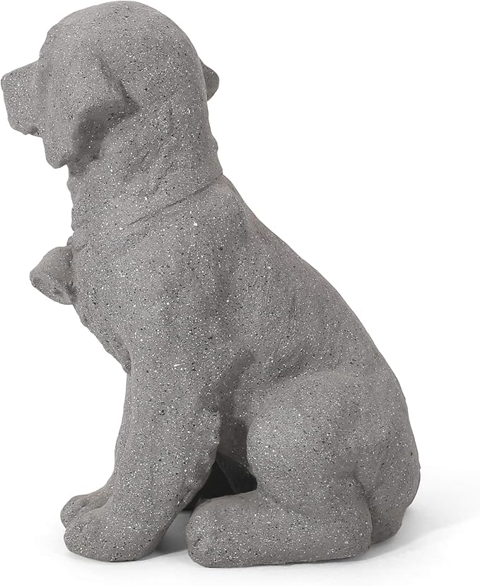 Dog Statue, Outdoor Dog Statue, Stone Gray, No Assembly Required