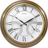 24 Inch in/Outdoor Wall Clock with Temperature and Humidity Combo, Large Outdoor Clock for Patio Large Waterproof with Thermometer,Antique Hamilton Gold Metal