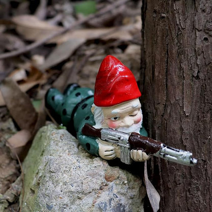 Tirifer Garden Gnome with Gun, Gnome Soldiers Military Army Tactical Gnome Statue Garden Gnome Gun for Indoor Outdoor, Patio, Yard, Lawn Ornaments, Home Décor