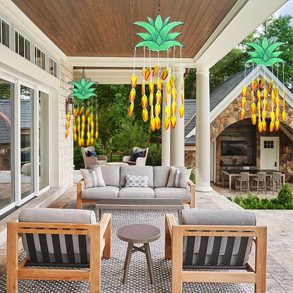 X-PREK Pineapple Wind Chimes for Outside, Unique Stained Glass Wind Chimes Garden Decor, Windchimes Outdoors Suncatcher Gift for Women, Mom, Grandma