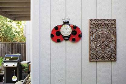 Poolmaster 54578 Ladybug Wall Décor and Thermometer for Home or Garden, Red