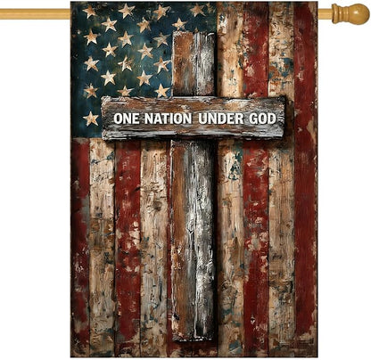 Patriotic American House Flag One Nation Under God Christian Garden Flags for Outside 28 x 40 Double Sided Large 250 Anniversary USA 4th of July Independence Memorial Day Decor