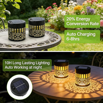 Solar Outdoor Fence Lights Decoration 2 Pack, Solar Wall Step Deck Lights Outdoor Garden Decor with Starlight Theme for Yard Art Porch Patio Backyard
