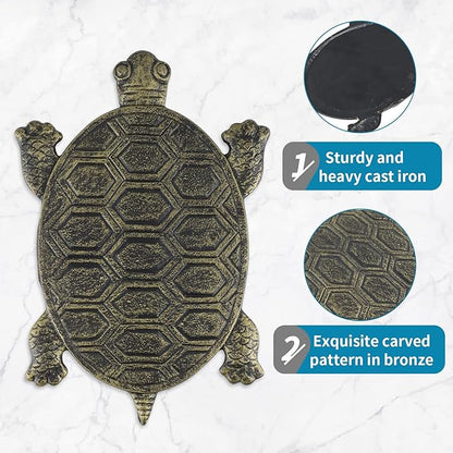 MDLUU Turtle Stepping Stone, Cast Iron Flagstone, Decorative Tortoise Stepping Stone for Garden Walkway, Flower Bed (Bronze)