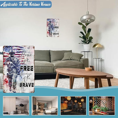Memorial Day Metal Sign Veteran Soldiers Tin Sign Home Of The For Outdoor Independence Day Decorations For Farmhouse Holiday Summer Outside 8x12 inch