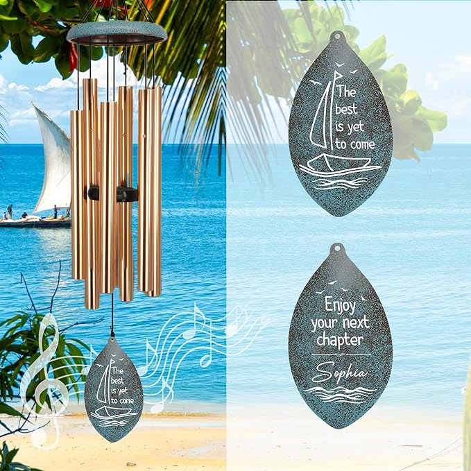 ASTARIN Personalized Happy Retirement Gift, Custom Retirement Wind Chimes for Women Men, 35" Large Deep Tone Wind Chime Retire Gifts for Teacher Co-Workers Boss Friends Parents(Produced in USA)
