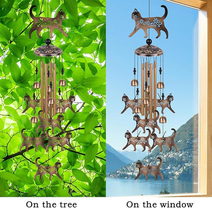Cats Wind Chimes for Outside/Indoor/Garden/Home/Balcony/Lawn/Tree/Yard/Garden Decoration, Retro Wind Catcher, Hang Cat Decor, Blessing Wind Bells, Memorial WindChimes Gifts for Mom, Grandma, Woman