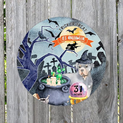 Retro Metal Sign 12"x12",Happy Halloween Scary Night Grave Witch Bats Trick Or Treat Dog Aluminum Tin Metal Sign for Home Living Room Bedroom Garden Farm Patio Decor Wall Art Poster