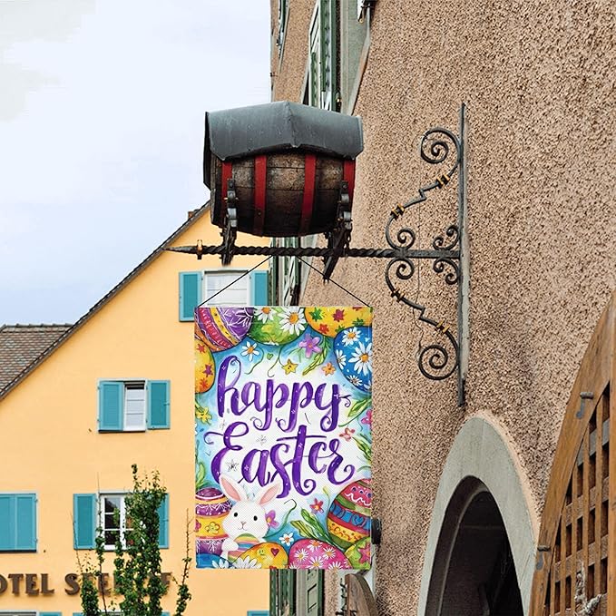 Easter Eggs Garden Flag Seasonal Double Sided 12 x 18 Inch Small Yard Flag for Indoor Outdoor Decor Holiday All Seasons