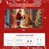 HOMETITUTE Christmas 13x6ft Garage Door Banner Santa Claus Dog Gift Scene Winter Night Holiday Porch Backdrop Indoor Outdoor Wall Background Decor Festive Family Celebration Display Party