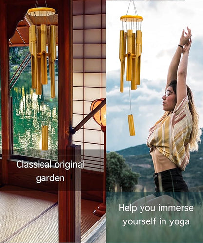 32-Inch Wooden Wind Chimes for Outside - Classic Zen Deep Tone for Relaxation, Patio, Garden, Home Outdoor or Indoor Decor