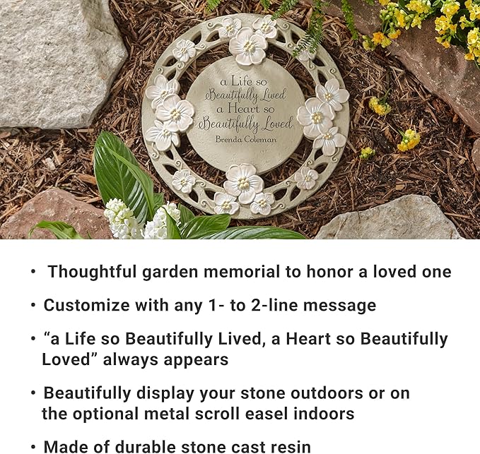 Let's Make Memories Personalized A Beautiful Life Sympathy Garden Stone - Garden Memorial