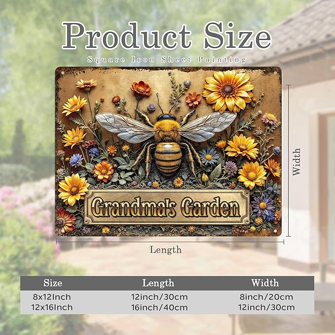 Personalized Metal Signs with Name Made in USA Custom Bee Garden Sign Decorative Metal Print for Wall Decor Customized Home Garden Ideas Gifts Artwork Prints for Yard Ourdoor