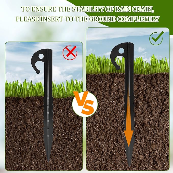 Tfro & Cile Rain Chain Anchoring Stake Black Cone Garden Locator for Gutter Downspout