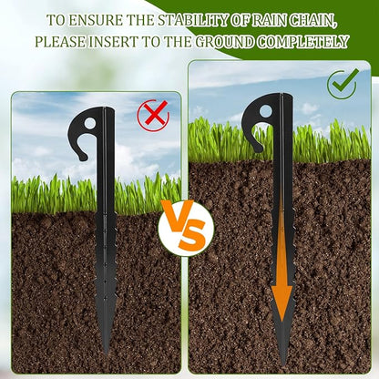 Tfro & Cile Rain Chain Anchoring Stake Black Cone Garden Locator for Gutter Downspout