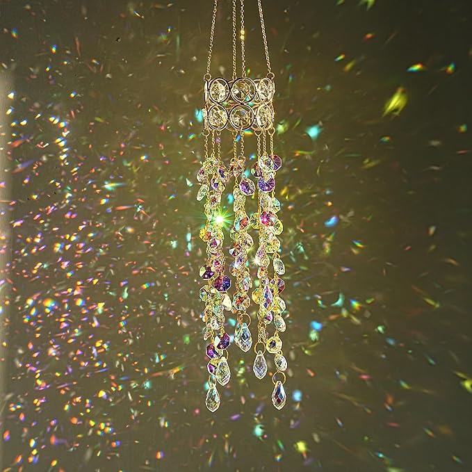 H&D HYALINE & DORA 19 Inch Garden Crystal Suncatchers Sun Catchers Indoor Window Gold-Plated Sun Catcher for Indoor Outdoor and Party Decor (Colorful)