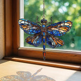 Vivid Dragonfly Mosaic Art Decor Acrylic Suncatcher Stained Glass Effect Window Car Hanging Christmas Ornament Indoor Outdoor Decor Garden Sun Catcher Panel for Dragonfly Lover for Women Mom Grandma