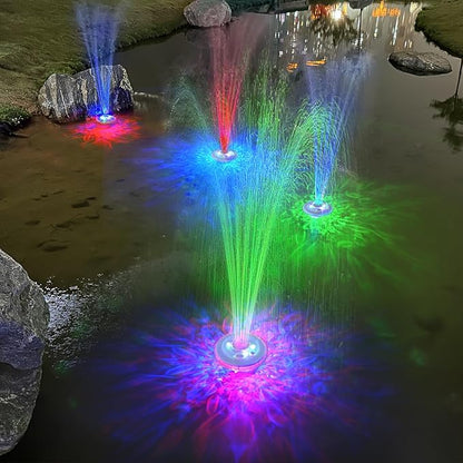 LanPool Floating Water Fountain with Underwater Lights, Powered Pump Outdoor, 2 Modes Sprinkler Waterfall Fountain for Inground Above Ground Pool, Pond-White-1PC