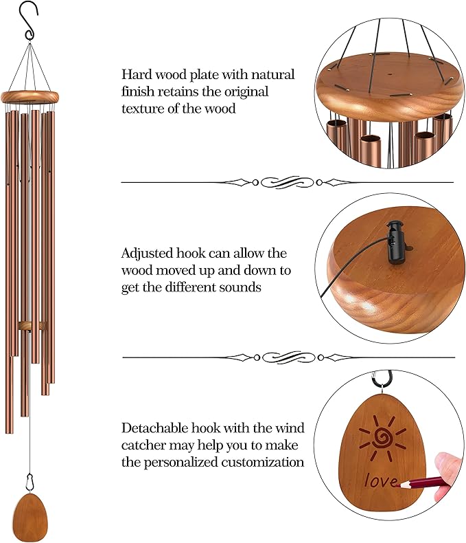 Extra Large Wind Chimes for Outside Deep Tone, 58" Bronze Big Church Wind Chime Outdoor Clearance, Hanging Decor for Garden,Yard,Patio and Lawn
