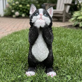 Praying Tuxedo Statues Outdoor Decorative, Cat Memorial Statue for Yard Lawn Patio Porch, Garden Pet Grave Marker Figures, 5.3" L x 3.7" W x 9.1" H