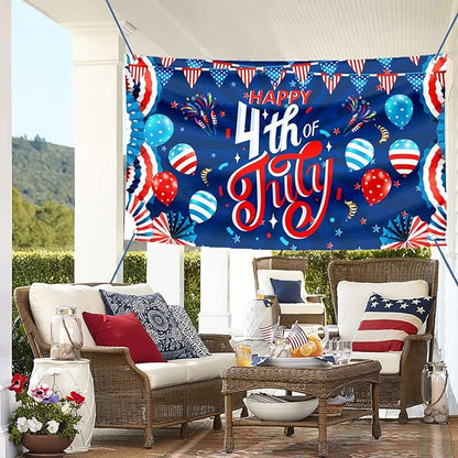 Large 4th of July Decorations Banner Outdoor Patriotic Memorial Day Independence Day Flag71x44 Inch, Flag Day Yard Sign Bunting Background for Photography for Indoor Home House Decor Party Supplies