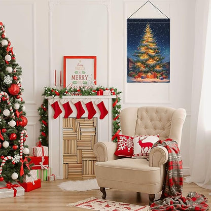 Christmas Tree Garden Flag Seasonal Double Sided 12 x 18 Inch Small Yard Flag for Indoor Outdoor Decor Holiday All Seasons