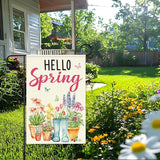 Hello Spring Garden Flags for Outside,Spring Theme Garden Flag Yard Lawn Porch Flags for Outdoor Decorations 12x18 Inch Double Sided