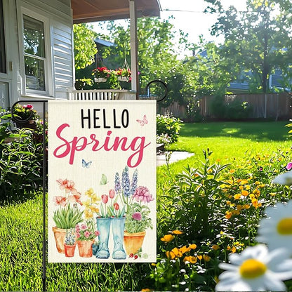 Hello Spring Garden Flags for Outside,Spring Theme Garden Flag Yard Lawn Porch Flags for Outdoor Decorations 12x18 Inch Double Sided