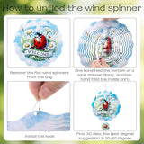 Metal Wind Spinners Outdoor - 3D Ladybug Wind Spinner Flower Yard Decor Kinetic Spinning Hanging Ornaments for Patio Lawn Garden Balcony Chicken Gifts for Women Men Mom Grandma Wife Friends