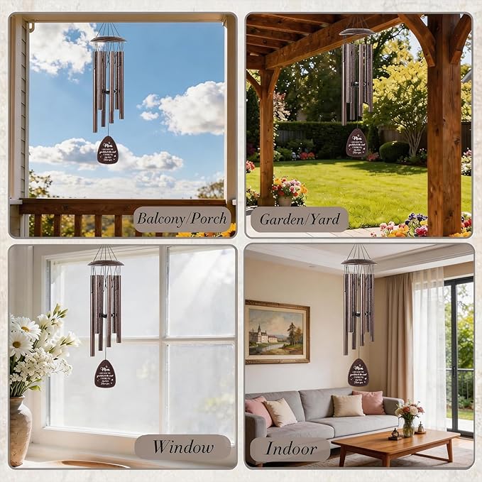 Gifts for Mom Wind Chime - Metal Windchimes with Greeting Card 32" Outdoors Indoor Garden Yard Patio Porch Home Hanging Decor Appreciation Mother's Day Birthday Gift for Mama Mother in Law