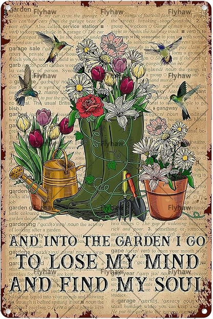 I Go To Lose My Mind And Find My Soul Metal Poster Tin Sign Garden Decor Funny Garden Signs For Outside Yard 8x12 Inch