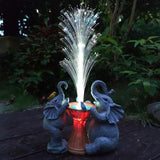 Elephant Statue Solar Garden Decor,Resin Elephant Statue and Colour Changing Optical Fiber Solar Lights,Outdoor Decor for Balcony, Garden, Patio, Yard, Lawn, Gifts for Mom Grandma