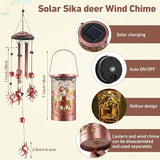 Retisee Deer Solar Wind Chimes Outdoor Metal Deer Gifts Solar Light Windchimes Outside Indoors Christmas Decoration Birthday Gift for Home Lawn Porch Patio Garden Yard